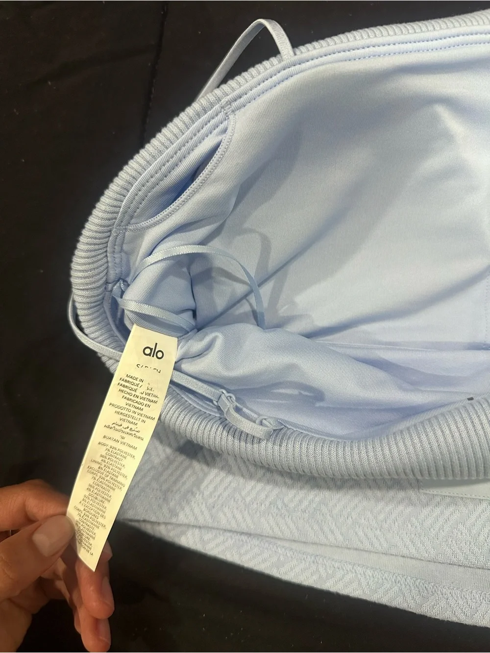 ALO Yoga Light Blue Ribbed Fold-Over Cropped Camil